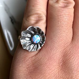 Ring Israeli Design Fire Opal & Sterling Silver